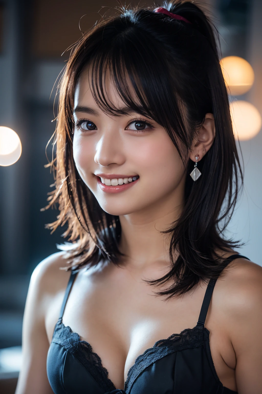 Concrete wall(Skin wounds:1.2), (Skin Dentition), black eye, 1woman, Age 25, (((woman))), alone, Realistic, Highest quality, photoRealistic, masterpiece, 8k, High resolution, alone, cute、Ruthlessly detailed face, (Professional Lighting, Bokeh), (Particles of light, Lens flare, Glowing particles:0.6), (Dynamic pose:1.2), View from below, Fashionable and trendy atmosphere, Japan, street, Tokyo, port, nulltree, Tokyo tower, ((Daytime)), null, ((Looking at the audience:1)), (Looking into the camera),(Portraiture:0.6), nice, Are standing, Maintain the original face proportions, Broad shoulders, whole body, (Mid-chest), (Medium Hair), Brown Hair, Floating Hair, lips, lipstick, seductive smile, Floating Hair, smile, Open_mouth, teeth, (Floral summer dress:1), eyelash, Mole, (Mole under eye:1)