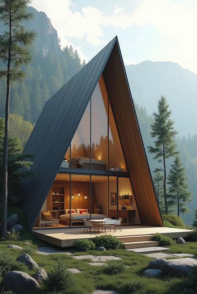 modular shelter in triangle shape