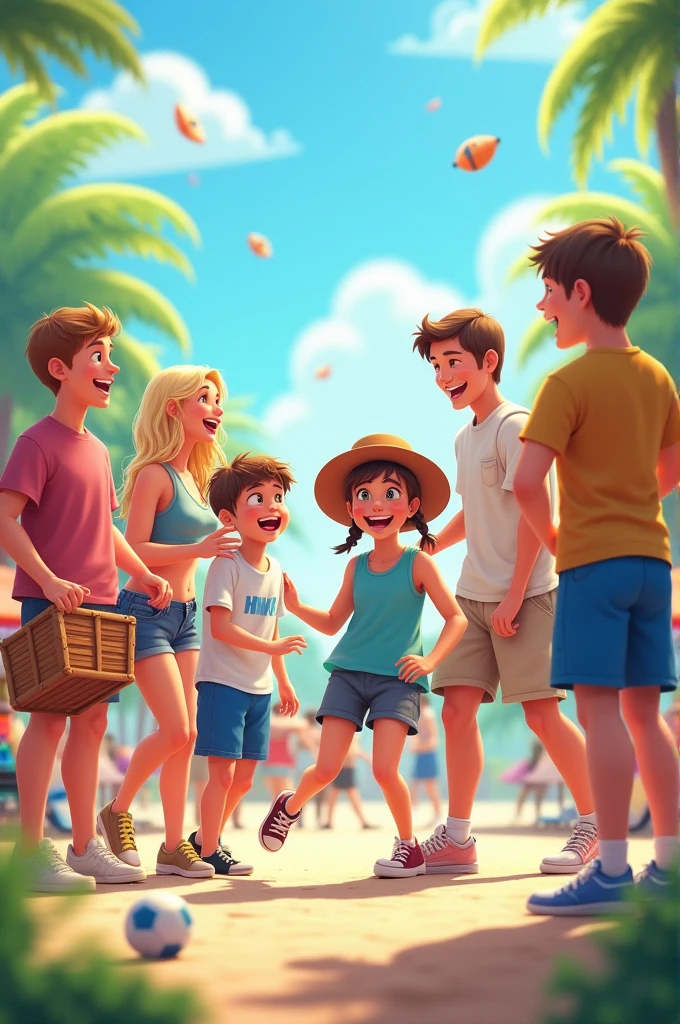 Create an image of people playing and having fun