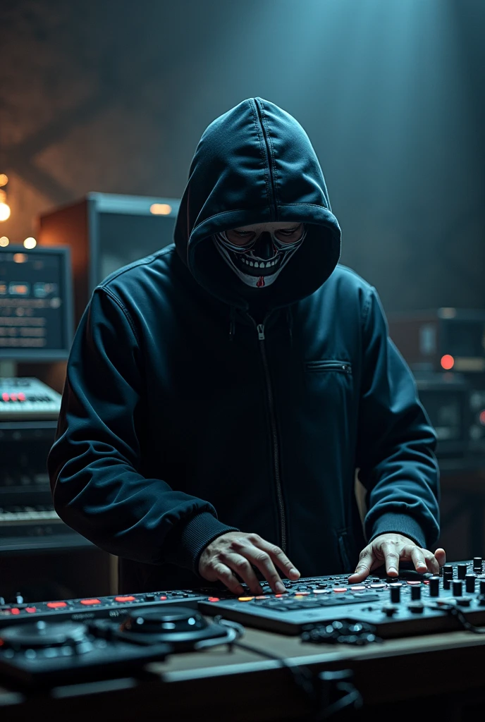 dj, Masked man making a beat