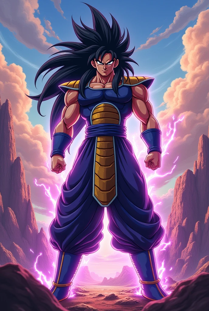 With the same background as the previous image, create Raditiz from Dragon Ball Z