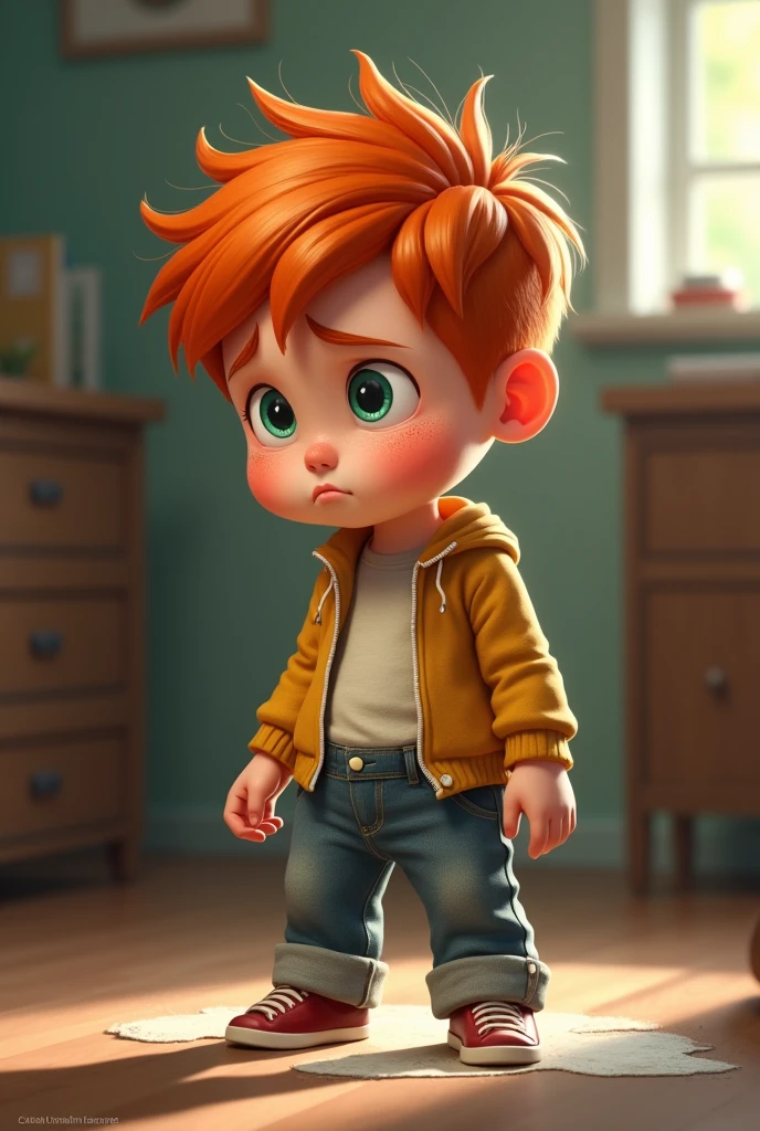 Little ginger boy pee in pants