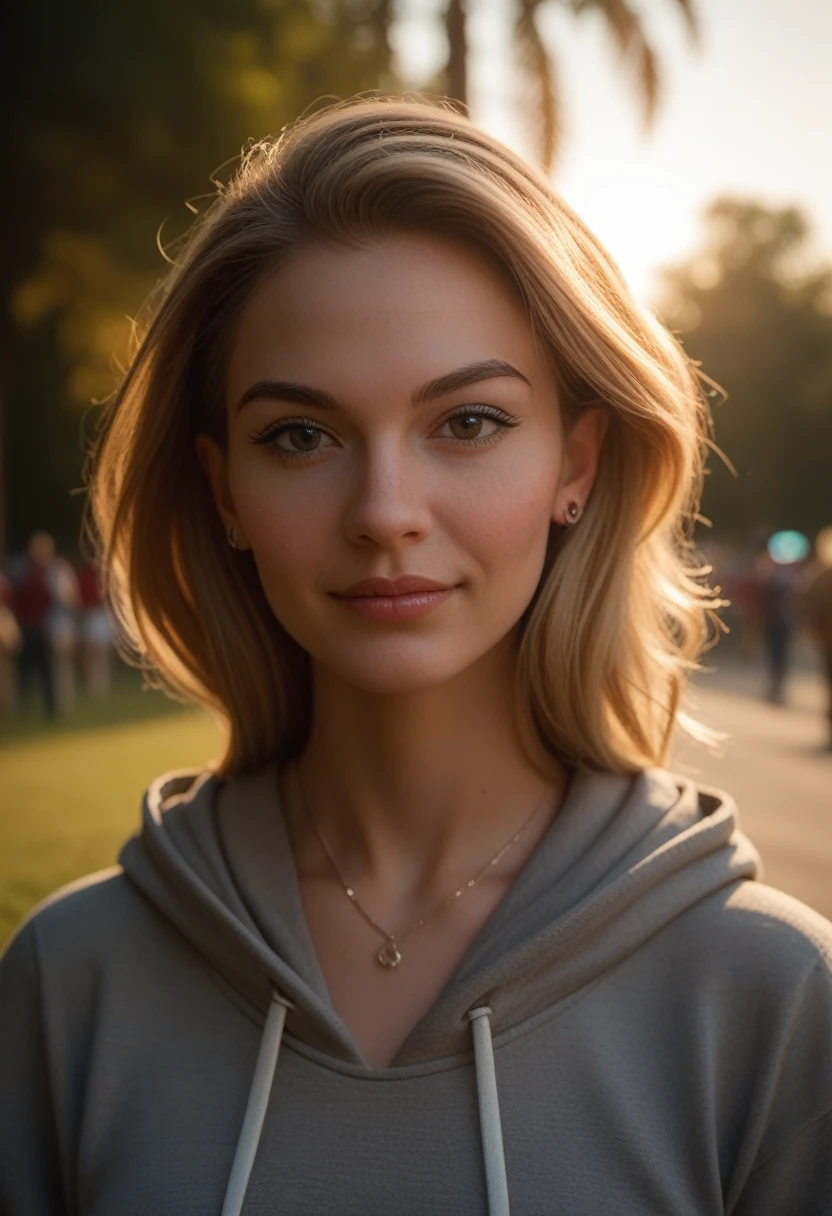 beautiful American college woman, wearing hoodie, looking at viewer, holi color festival, portrait, hyper detailed POV, by lee jeffries, nikon d850, film stock photograph ,4 kodak portra 400 ,camera f1.6 lens ,rich colors ,hyper realistic ,lifelike texture, dramatic lighting , cinestill 800,