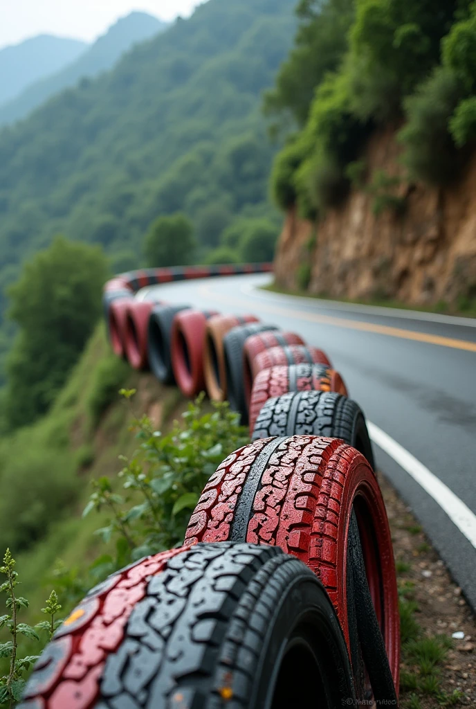 Make me a nice eco-friendly, durable guardrail with car tires