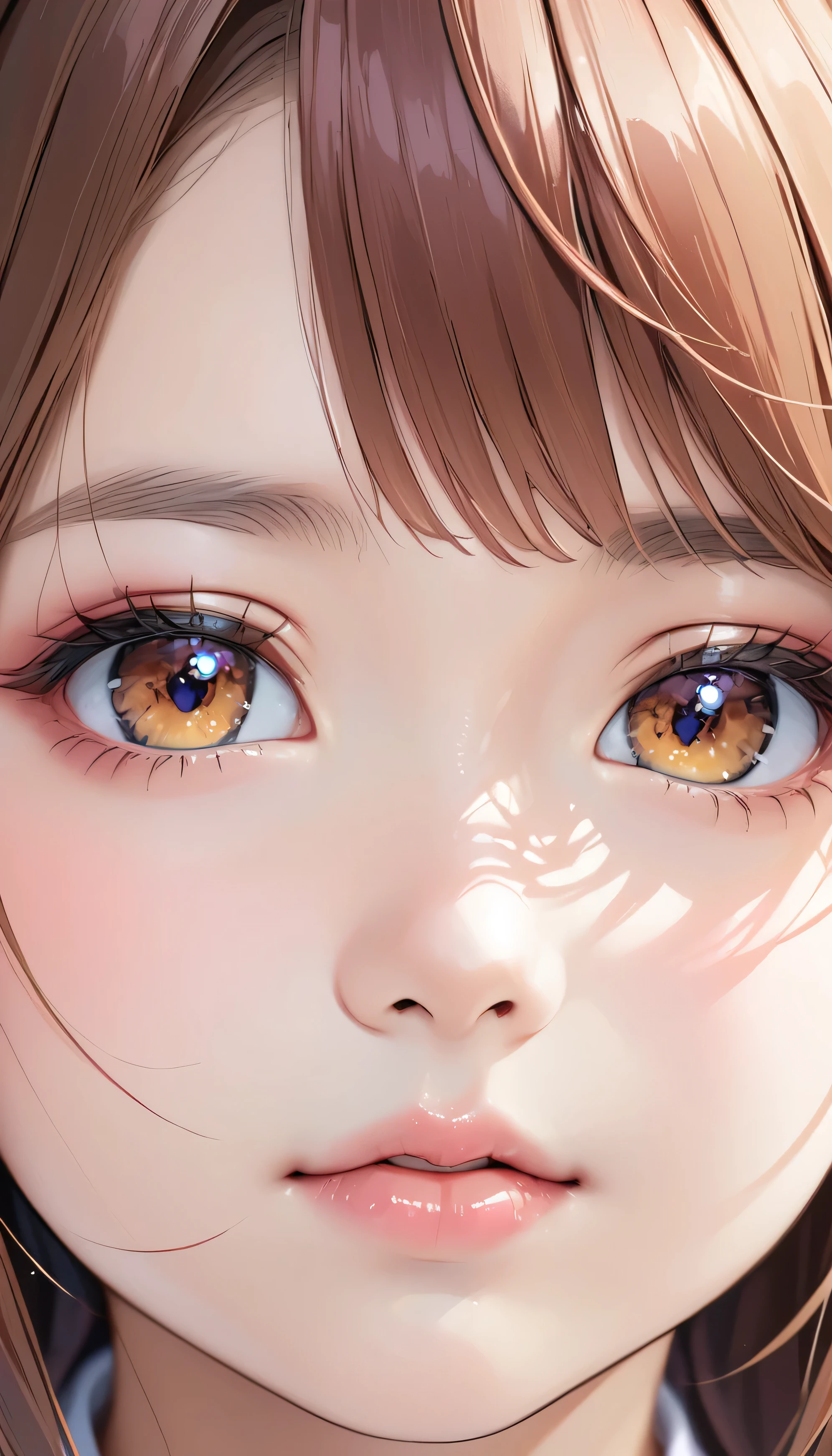 2Close up of cumshot on face of Japanese girl'Eyes wearing silver-white mirrored lens sunglasses、I looked at the world reflected in the lenses of my sunglasses...(Side Pony,Colorful Hair),