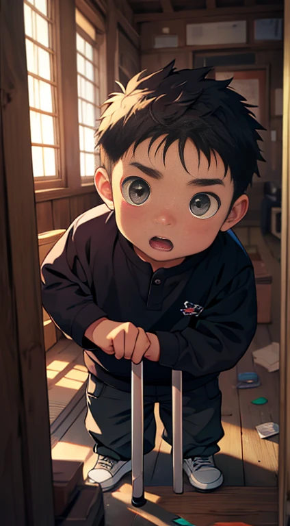 (masterpiece, Highest quality), 1. Boy，young，Eyes Wide Open，Large Eyes，Baby Face，Teenage Face，Child&#39;s face，naked，smile，Tan Skin，Short white hair，big, Sharp wolf ears，flat jaw，nakedのPectoral muscle，Short fine hair，The color is very light,Golden Eyes, Complex， naked，Clear Brief,Pectoral muscle（Abdominal muscles），Bright colors,(Depth of written boundary:1.2),(Abdominal muscles),naked足，View your viewers，close，Stand next to a tree，Wear a collar around your neck，Full body photo