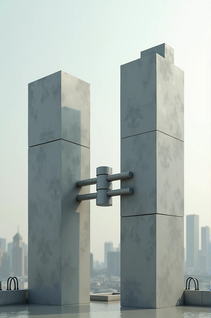 two structures that are connected to each other by something small, Plastic represents the imperfections of the city 