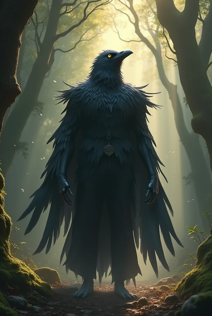 Crow turning into a man
