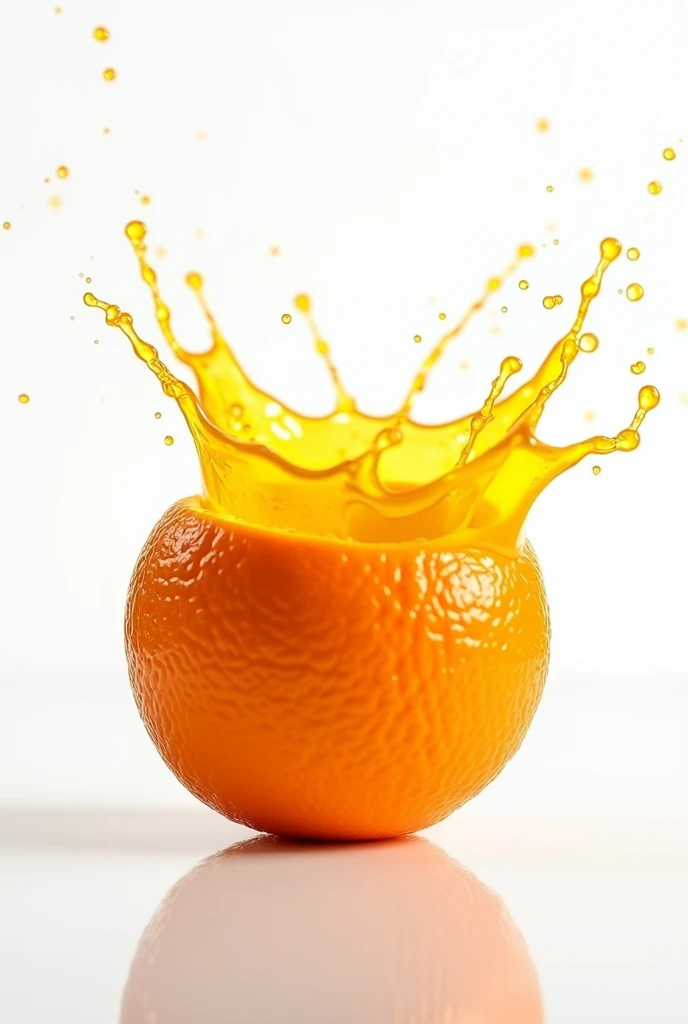 cut orange whith splashing juice iisolated on infinity background ilumination studio 4k ultra reailst