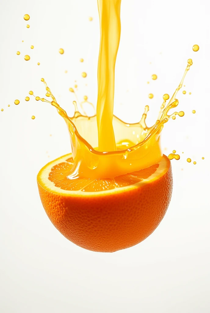 cut orange whith splashing juice iisolated on infinity background ilumination studio 4k ultra reailst