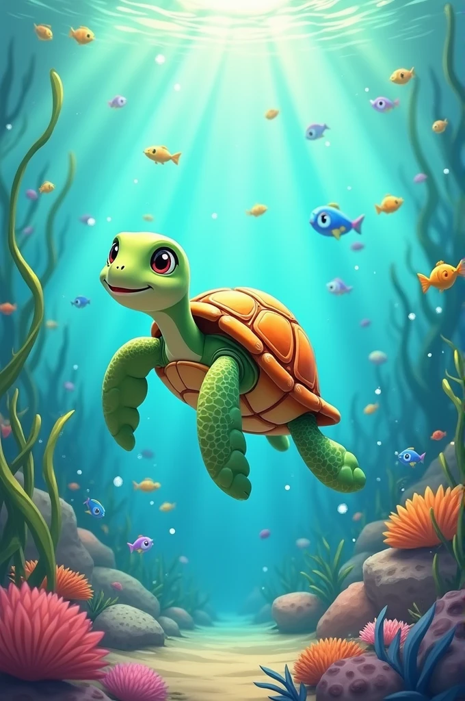 Animated turtle swimming