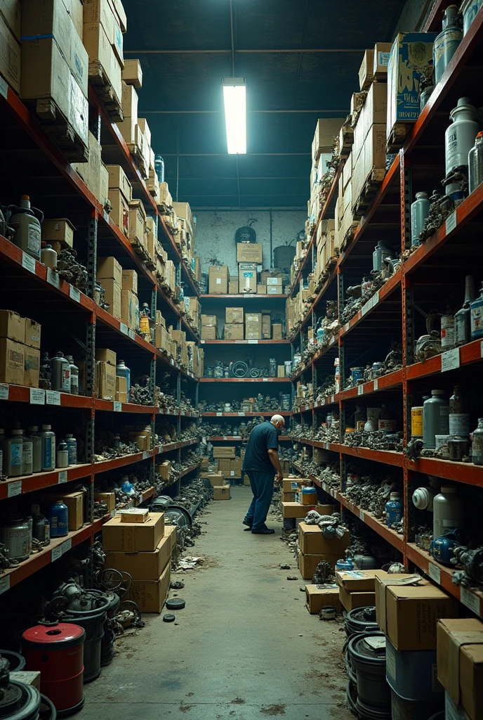 What would a warehouse that sells spare parts and products for vehicles not so large and well organized look like?