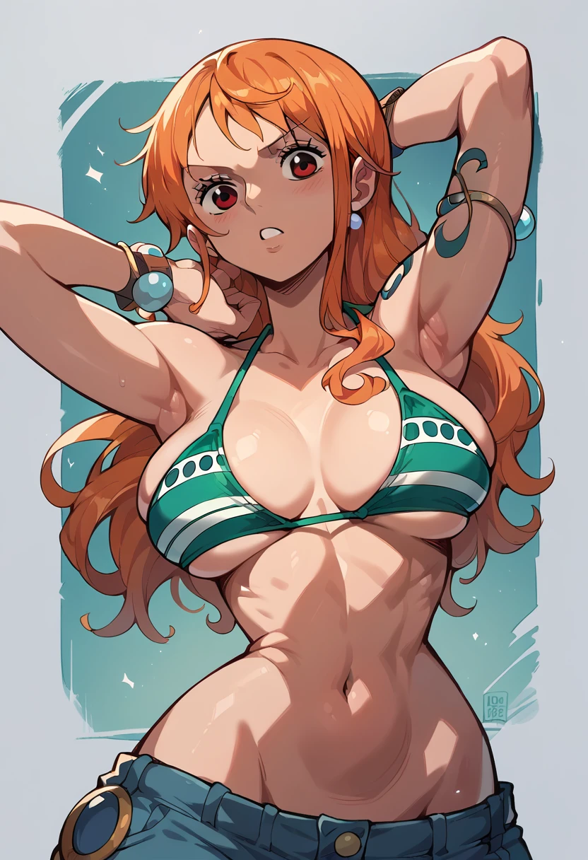 Nami showing her breasts