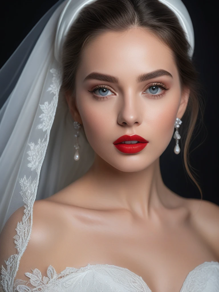 (best quality,4k,8k,highres,masterpiece:1.2),ultra-detailed,(realistic,photorealistic,photo-realistic:1.37),beautiful eyes,beautiful lips,detailed face,red lipstick,gorgeous woman,white dress,elegant fashion model,elegant look,long eyelashes,confident expression,flawless skin,posing gracefully,flowing fabric,soft and silky material,graceful movement,vibrant colors,artistic lighting,studio photo shoot, dreamy atmosphere