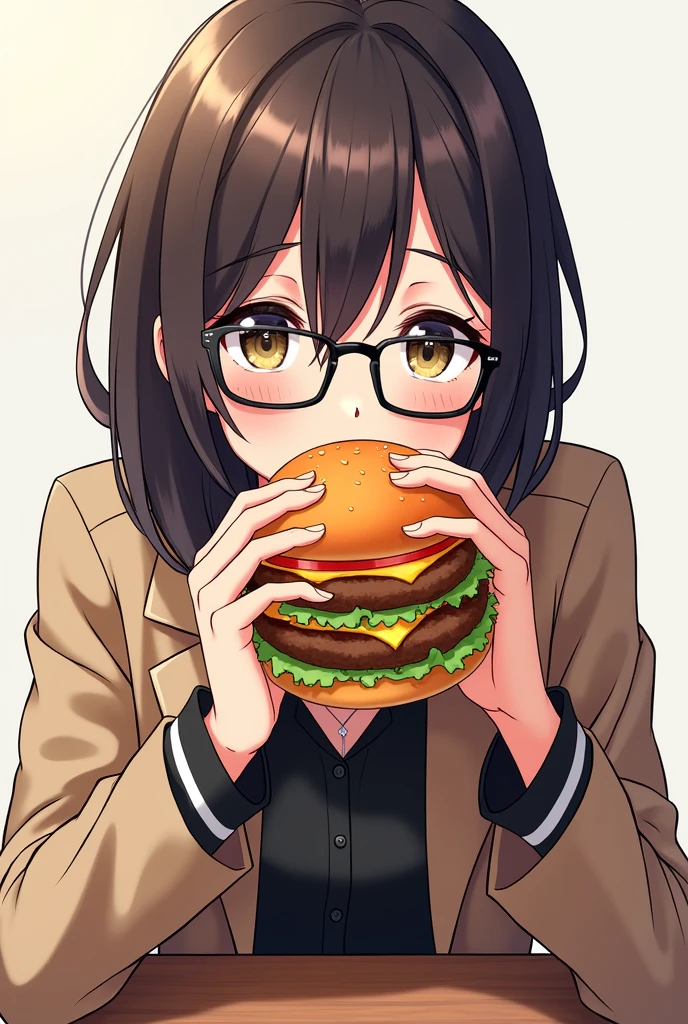 seno sama with the supreme jacket, glasses and eating a burger