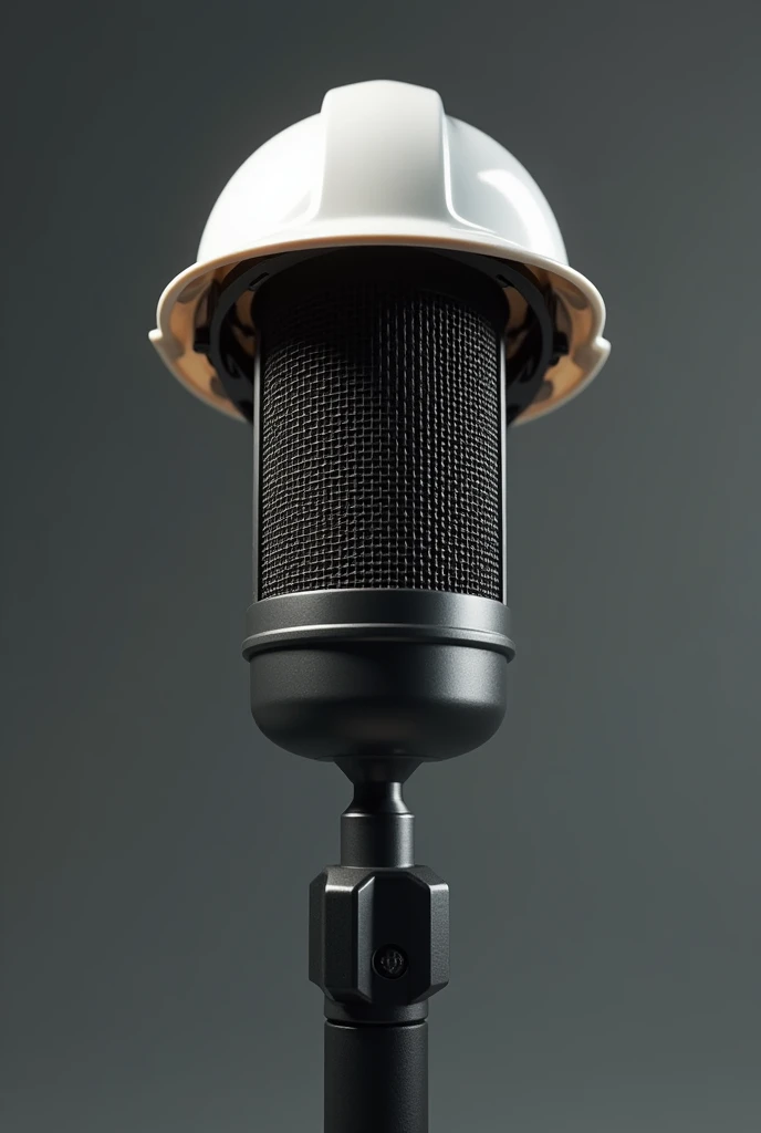 a microphone with a safety helmet