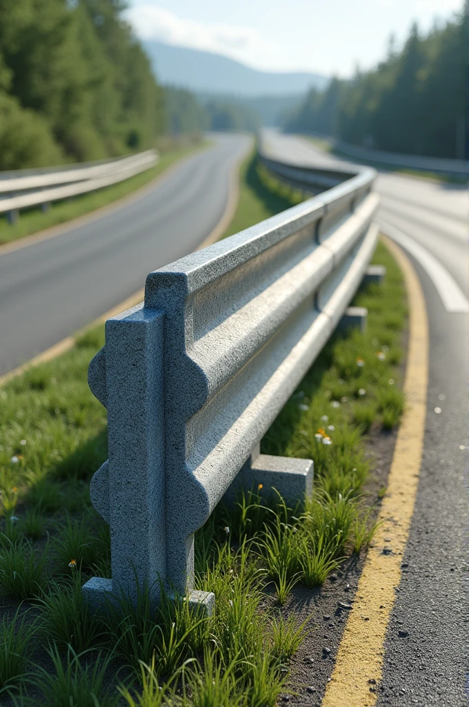 Make me a solid guardrail capable of withstanding car impacts made from recycled materials in an environmentally friendly way.