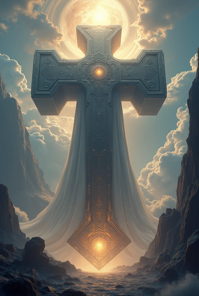 Create a realistic image of a hammer as a god, H-shaped
