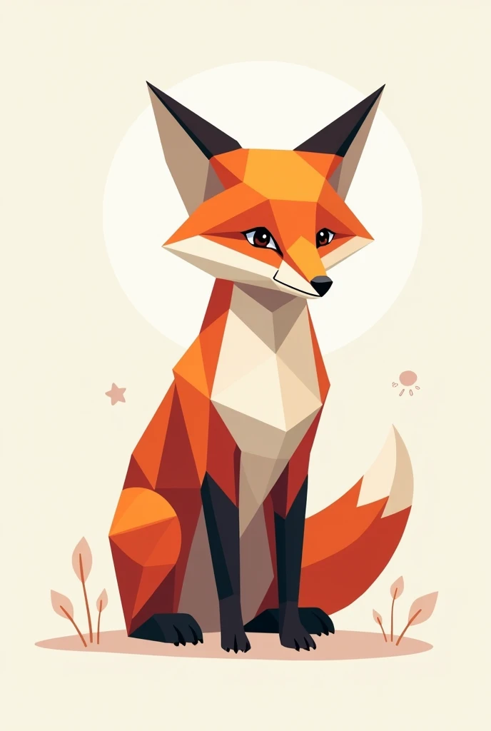 Fox made of triangles, squares and circles, super easy to draw