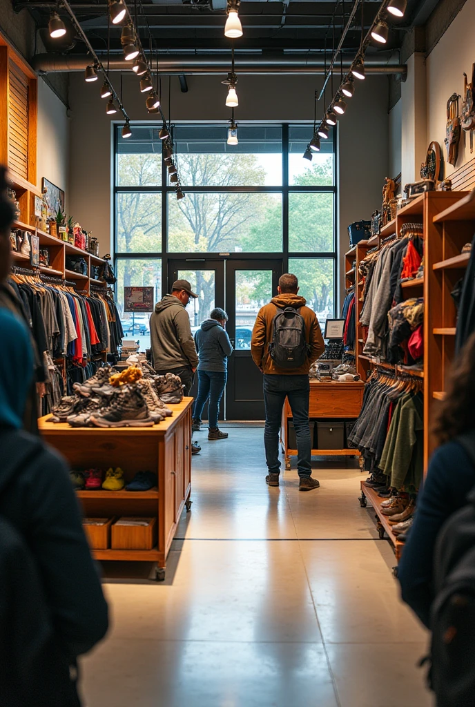 Image of an outdoor clothing store in a high school

