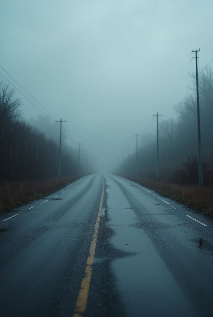 a road in rainy day without men