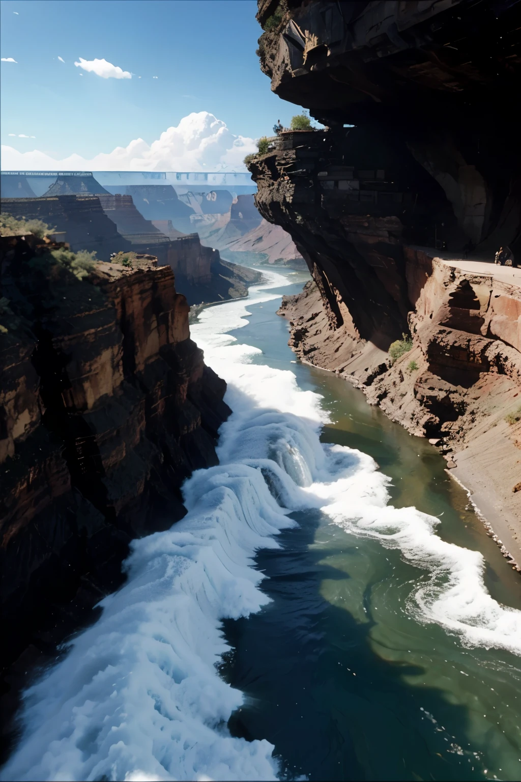 A big tsunami going in the grand canyon. Kurosaki ichigo stop with his getsuga tenshu
