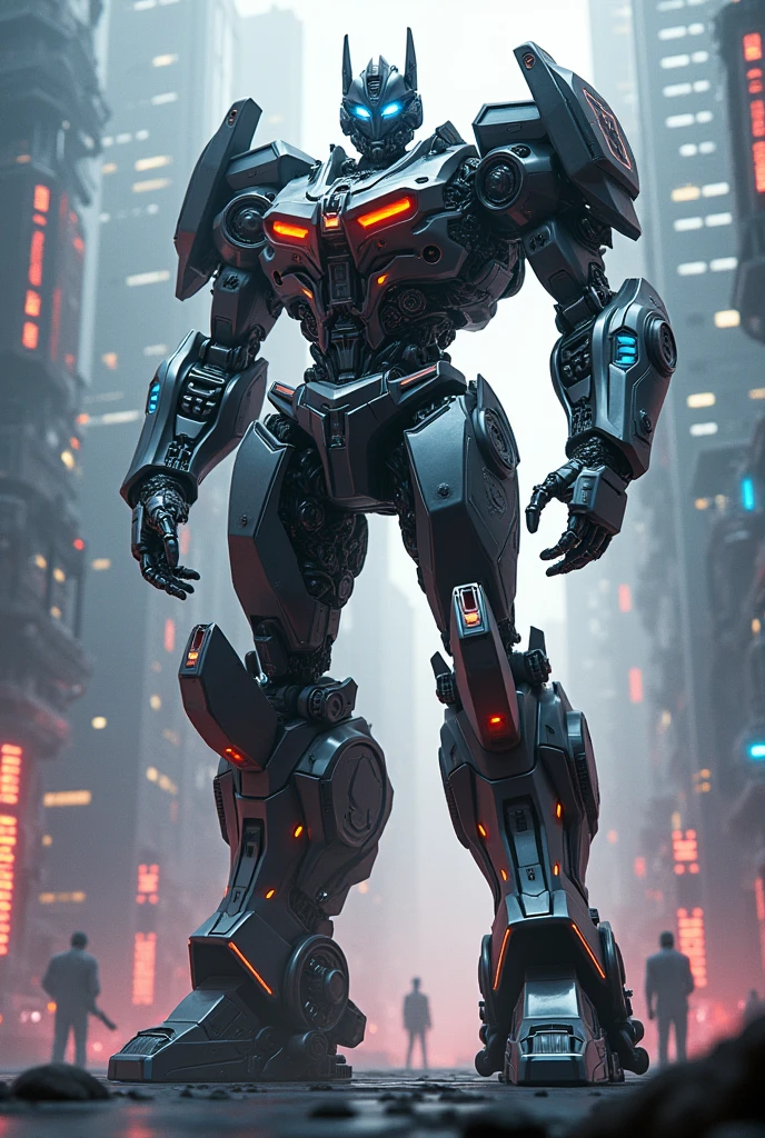 Super cool cyber robot on Transformers cyber background