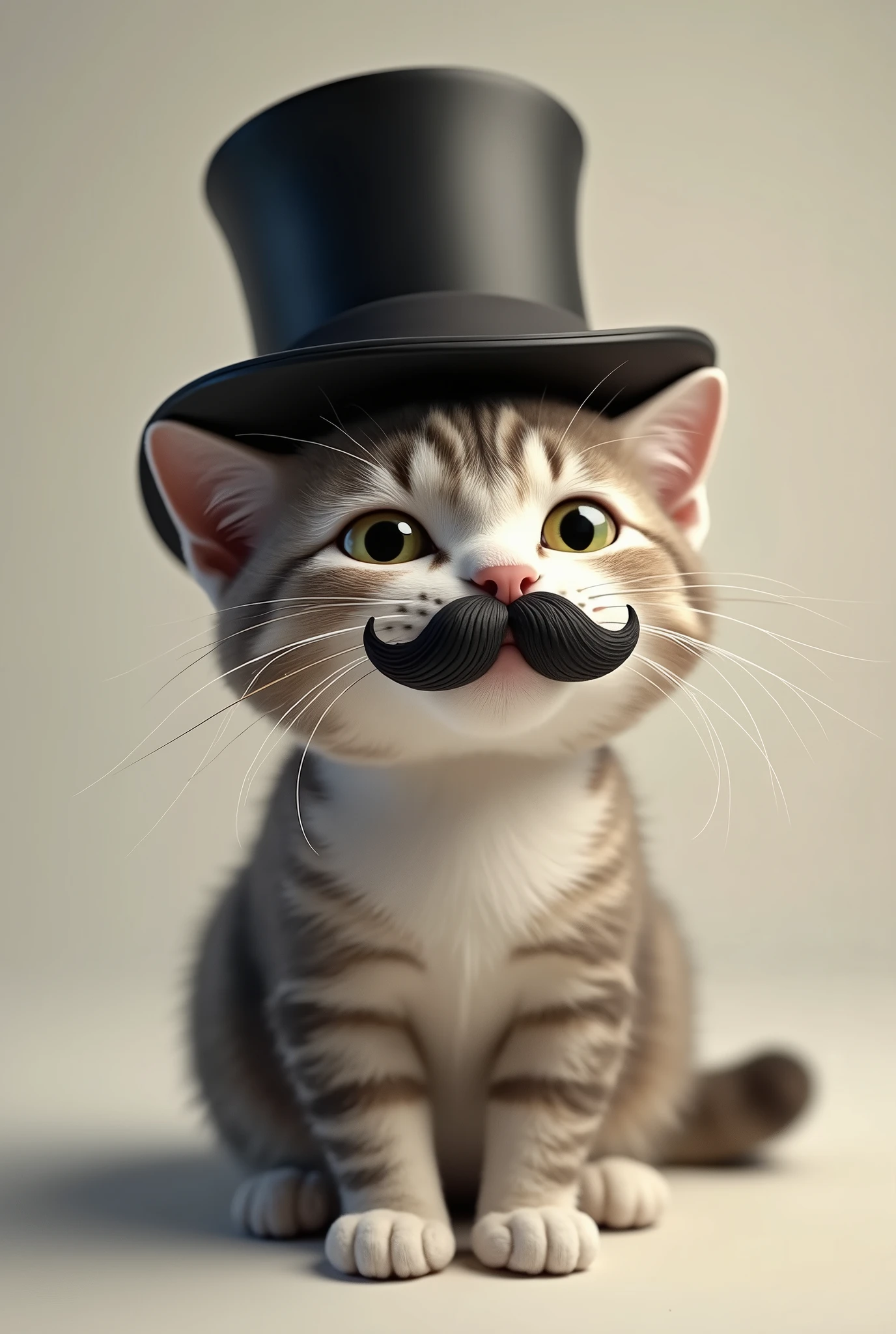 Cat in top hat and French mustache