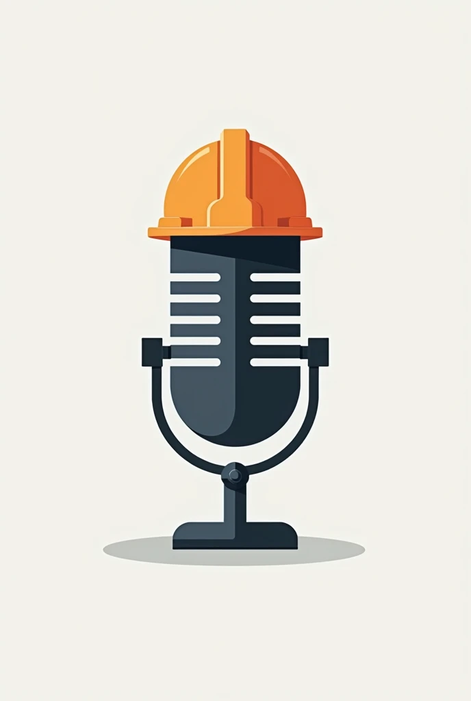 a microphone with safety helmet drawing , to use as logo