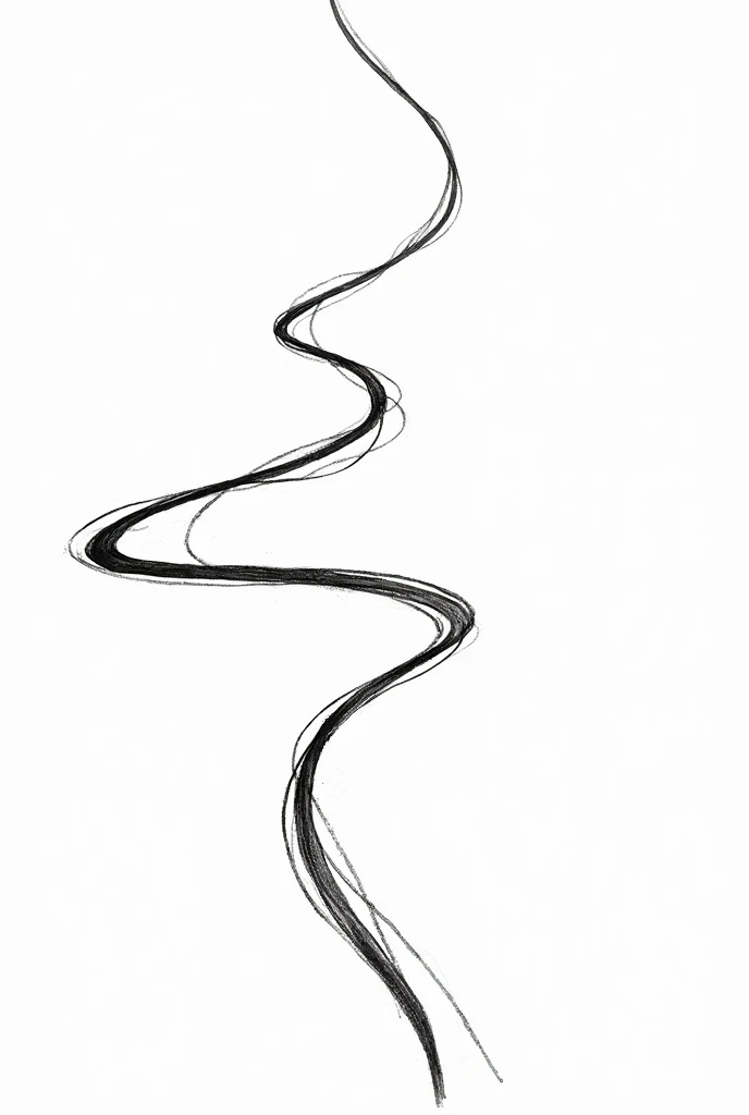 Illustration 2D fond blanc : une ligne stylo noire précise ondulée