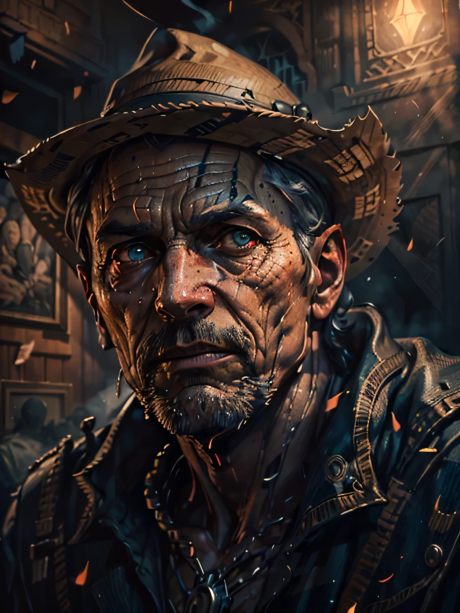 a man from the state of Georgia, detailed face, warm lighting, dramatic shadows, cinematic atmosphere, photorealistic, 8k, highly detailed, masterpiece, vivid colors, dramatic lighting, intricate details