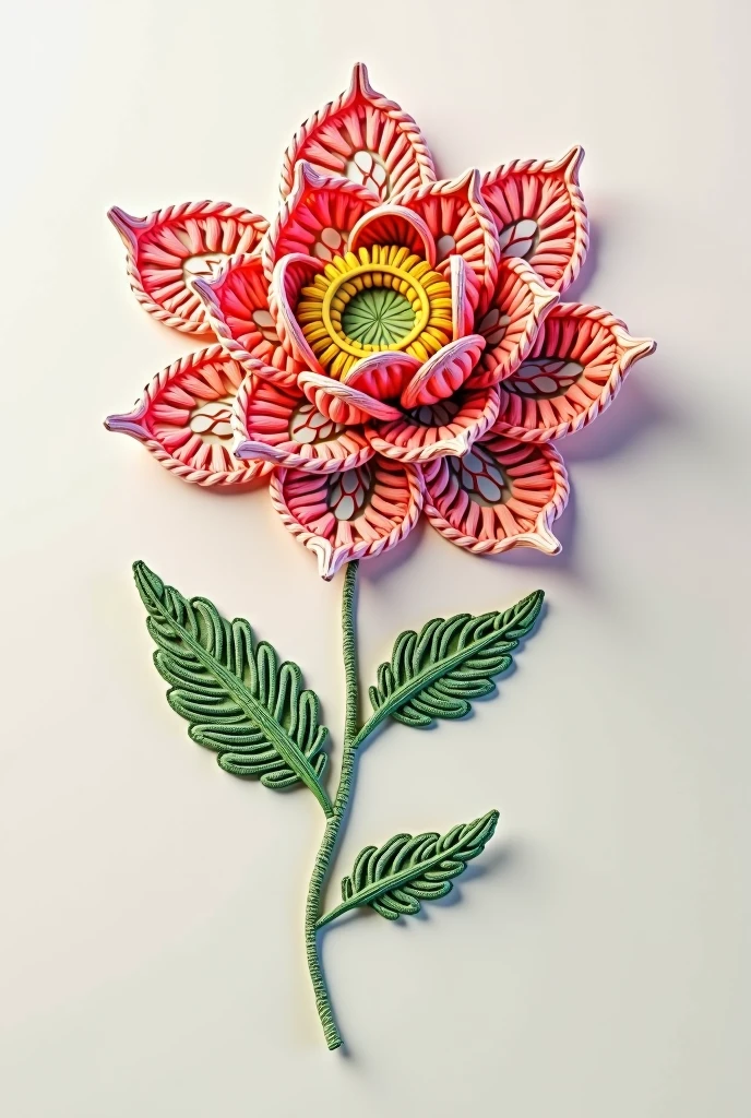 Stylized flower design that looks like it's made of crochet threads