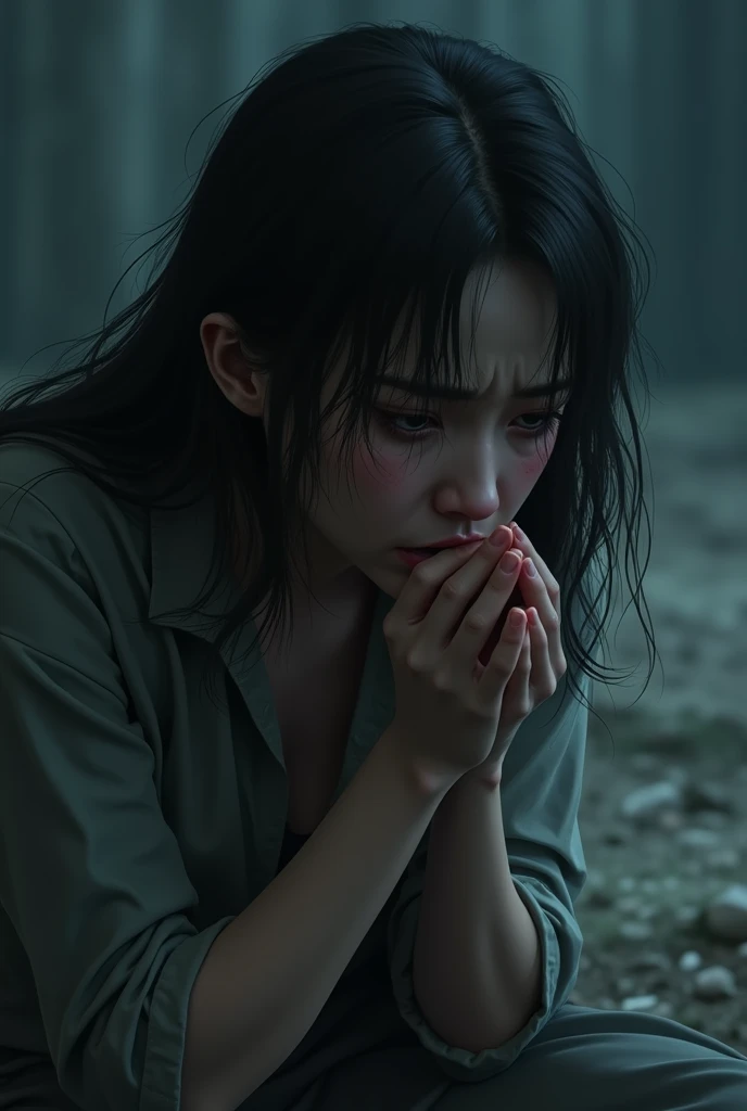 A crying woman