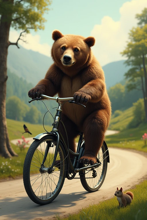 Cool image of a bear riding a bike