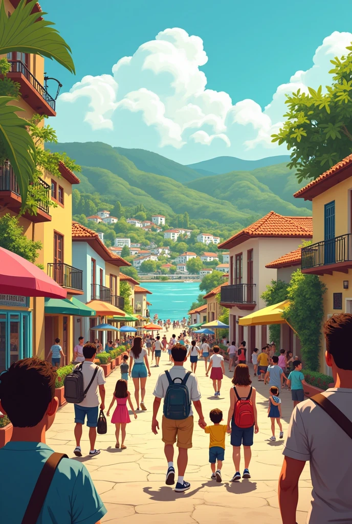 Disney-style image showing tourist attractions in the city of Araquari in SC