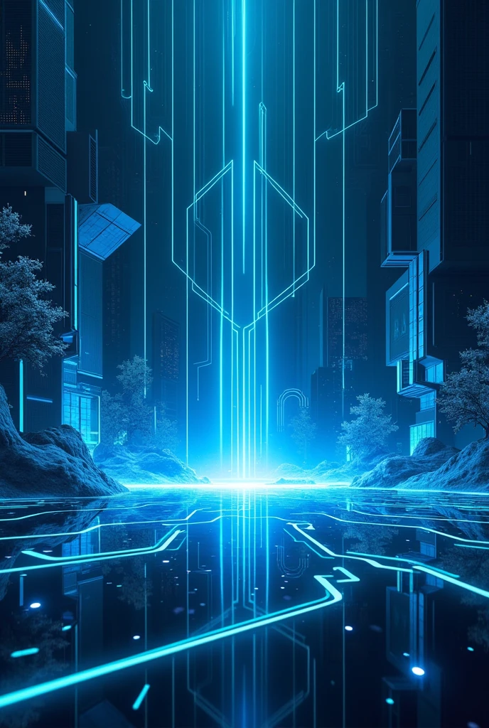 sound, technology, visualization, imagin, development, strong, powerful, sound effect, blue color, Don't put people and robots in the picture.