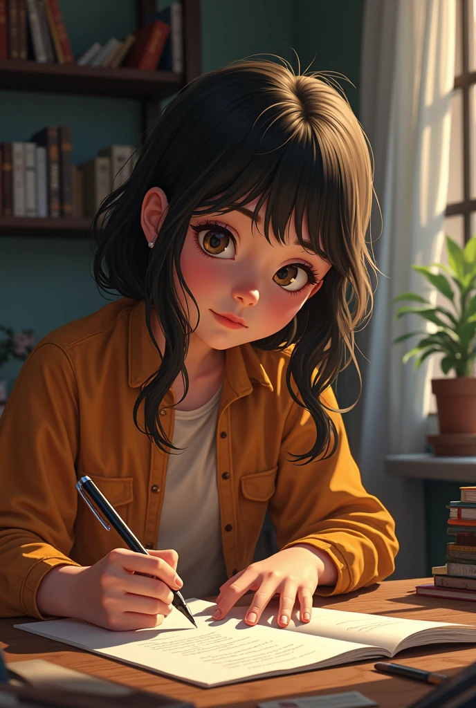 Teenage girl making a poem 