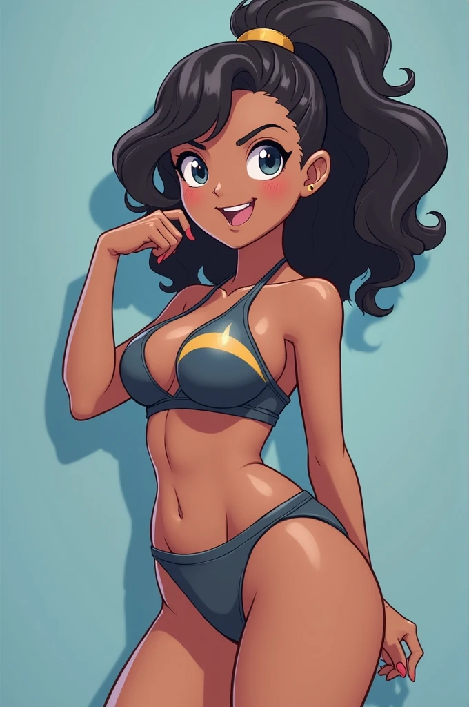 Pokémon trainer nessa slowly taking off her bra