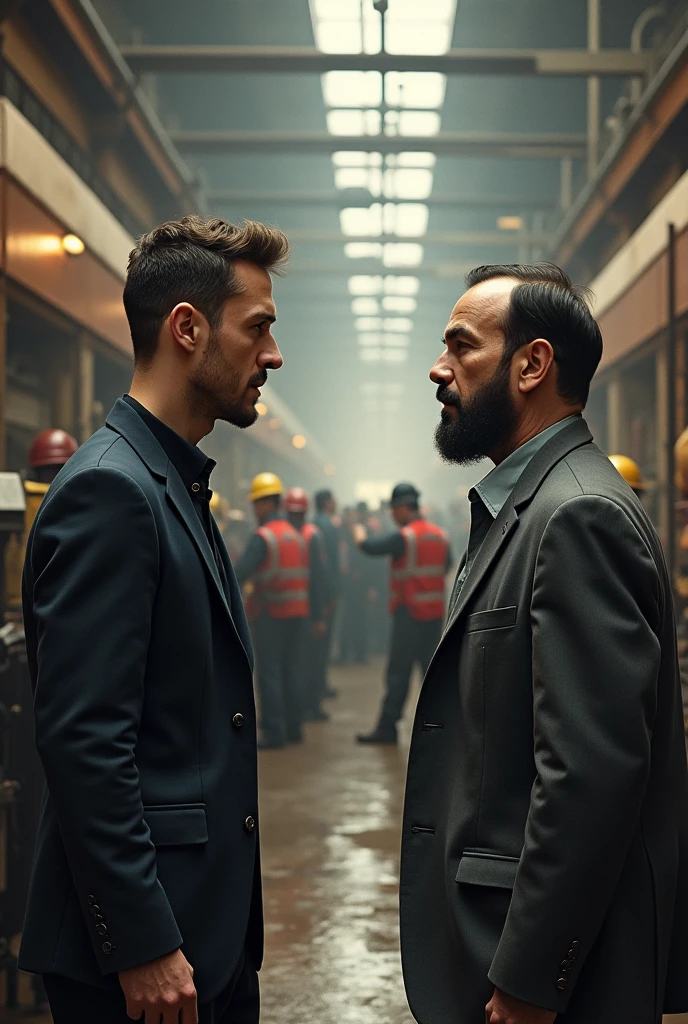 The young man fights with his father, the owner of the factory, because he does not accept corruption