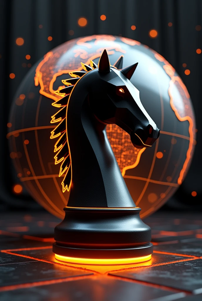 Here's the revised prompt without the Matrix theme, focusing on a dark, rich, luxurious aesthetic:
Prompt:
Create an 8K wallpaper with a dark, rich, and luxurious theme. The central focus is a stylized chess knight, black with sharp, angular edges, and a vibrant, glowing orange outline. The knight should have a sleek, modern design with detailed mane lines, positioned centrally as the focal point.
Background:
Place the knight against a 3D-rendered metallic silver globe, highlighting North and South America in glowing orange and gold. Surround the globe with a network of fine, white digital lines, representing global connectivity.
Text Integration:
Include the text "TRW" or "THE REAL WORLD" below the knight, using a semi-transparent, futuristic font that subtly blends with the background.
Dark Rich Theme:
Use a deep, dark color palette with luxurious golds and oranges to convey wealth and sophistication. The backdrop should feel opulent, with subtle textures or gradients that add depth without overpowering the central elements.
Effects:
Add a soft, fiery glow at the base of the globe, enhancing the warmth and richness of the overall image. Ensure all elements are meticulously detailed for an 8K resolution, creating a striking and elegant composition.
