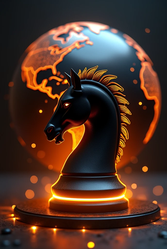 Here's the revised prompt without the Matrix theme, focusing on a dark, rich, luxurious aesthetic:
Prompt:
Create an 8K wallpaper with a dark, rich, and luxurious theme. The central focus is a stylized chess knight, black with sharp, angular edges, and a vibrant, glowing orange outline. The knight should have a sleek, modern design with detailed mane lines, positioned centrally as the focal point.
Background:
Place the knight against a 3D-rendered metallic silver globe, highlighting North and South America in glowing orange and gold. Surround the globe with a network of fine, white digital lines, representing global connectivity.
Text Integration:
Include the text "TRW" or "THE REAL WORLD" below the knight, using a semi-transparent, futuristic font that subtly blends with the background.
Dark Rich Theme:
Use a deep, dark color palette with luxurious golds and oranges to convey wealth and sophistication. The backdrop should feel opulent, with subtle textures or gradients that add depth without overpowering the central elements.
Effects:
Add a soft, fiery glow at the base of the globe, enhancing the warmth and richness of the overall image. Ensure all elements are meticulously detailed for an 8K resolution, creating a striking and elegant composition.