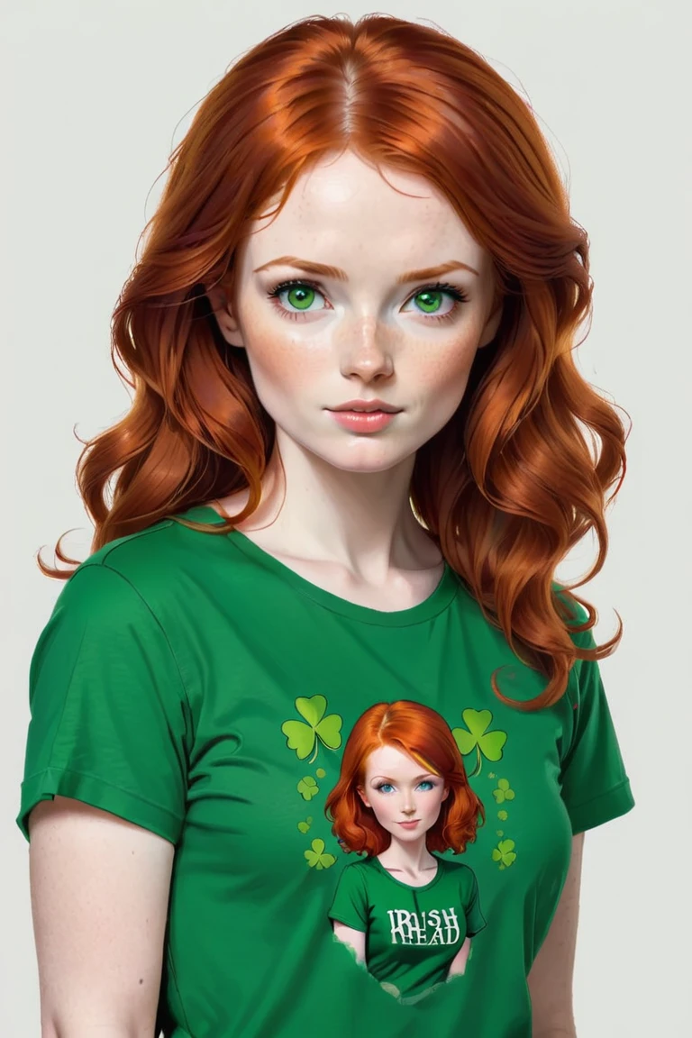 irish redhead woman , (simple background:1.4), Cotton T-shirt