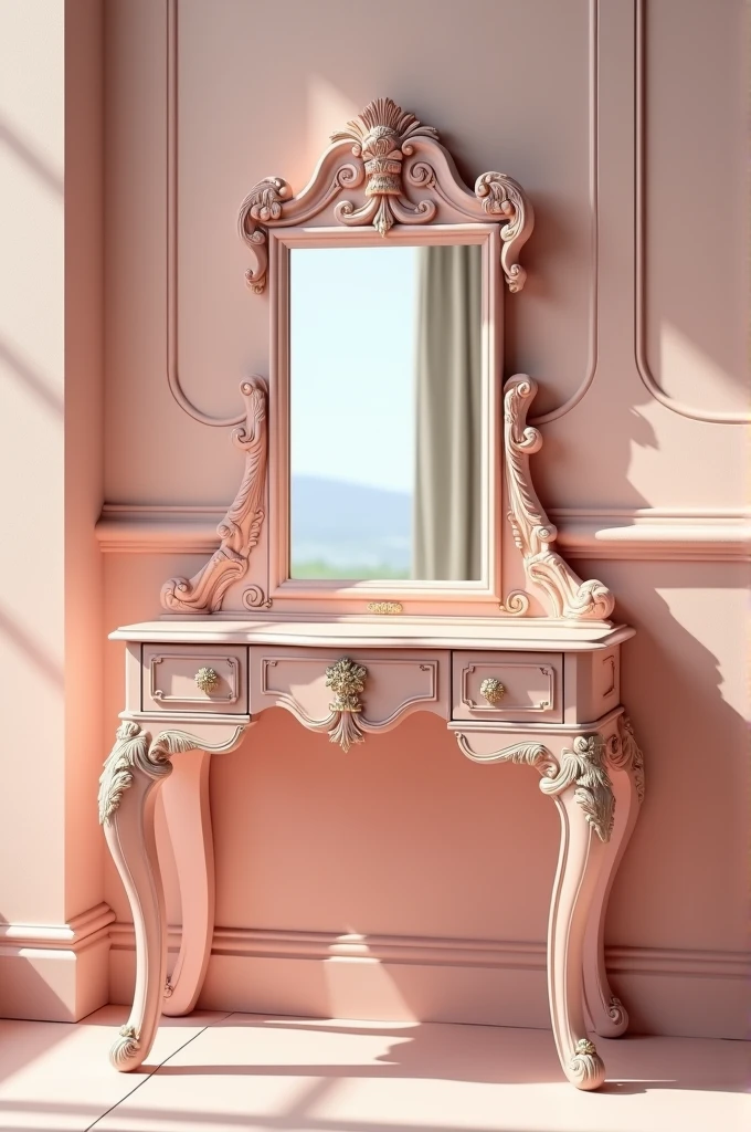 Create a wooden vanity in pink like Corinth