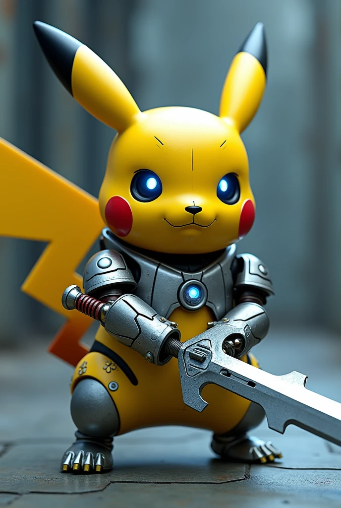 Metallic Pikachu with sword 