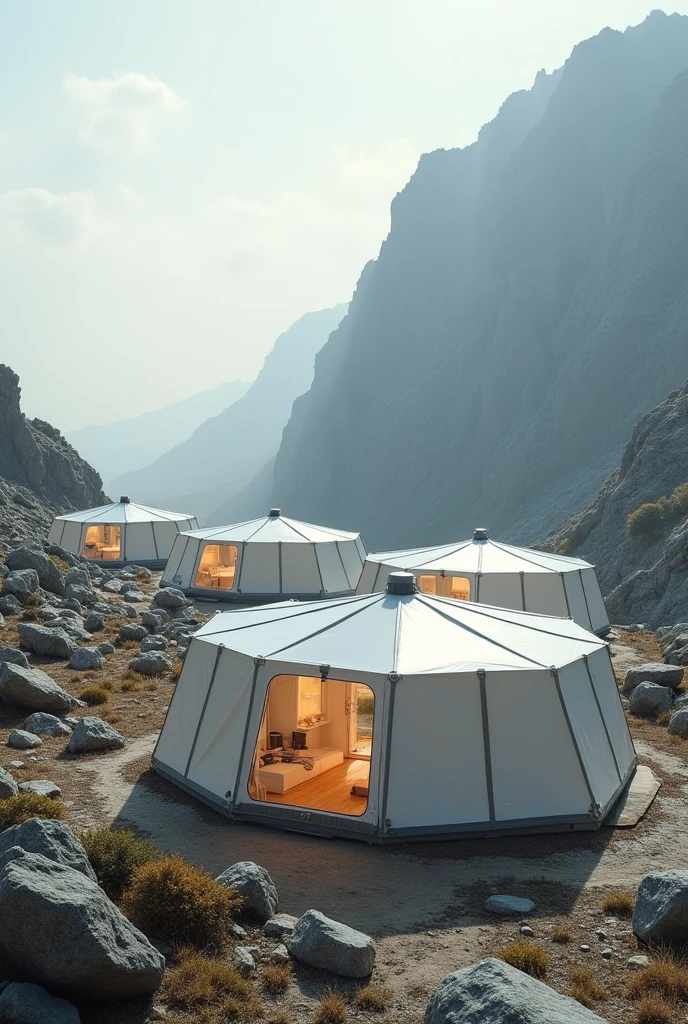 Octagon-shaped temporary shelters