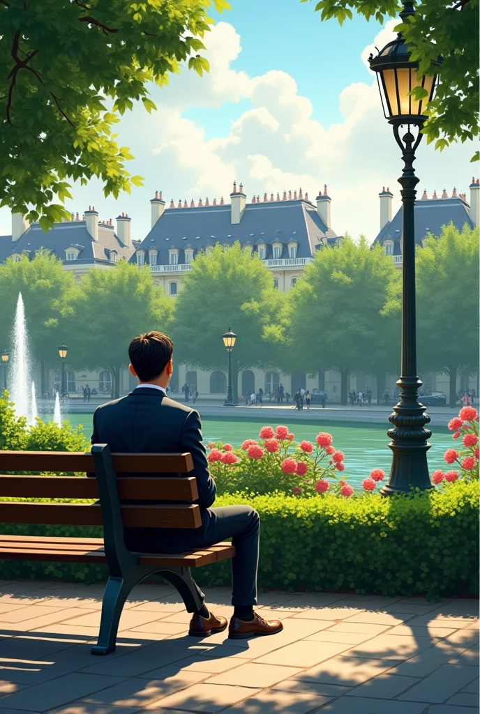 person sitting in a park in paris france