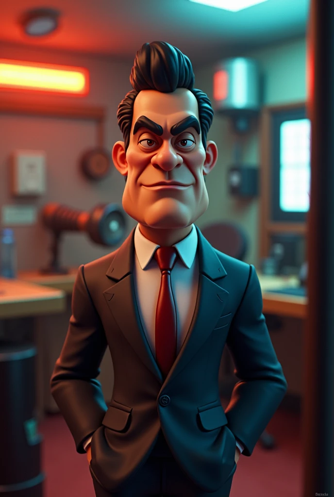 https://cdn.britannica.com/65/194365-050-4FF2D21A/Orson-Welles.jpgA cartoon character in fortnite style, similar to Orson Welles from the waist up, in a suit, looking badass, neutral face, 3d render style, slightly anamorphic, inside a radio booth , looking into the camera, face clearly visible, dvd screengrab UHD, cartoon, ultra detail,
intricate details, volumetric lighting, 3d model, fake, photography, digital art, 8k, future, Cinematic,
Photography, Ultra - Wide Angle, Depth of Field, hyper - detailed, insane details, intricate details, beautifully
color graded, Unreal Engine 5, Cinematic, Videogame, Fortnite Shot on 25mm lens --ar 9:16