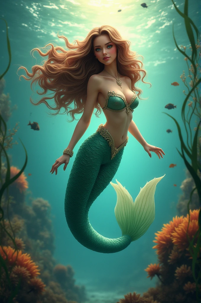 Curly brunette mermaid 