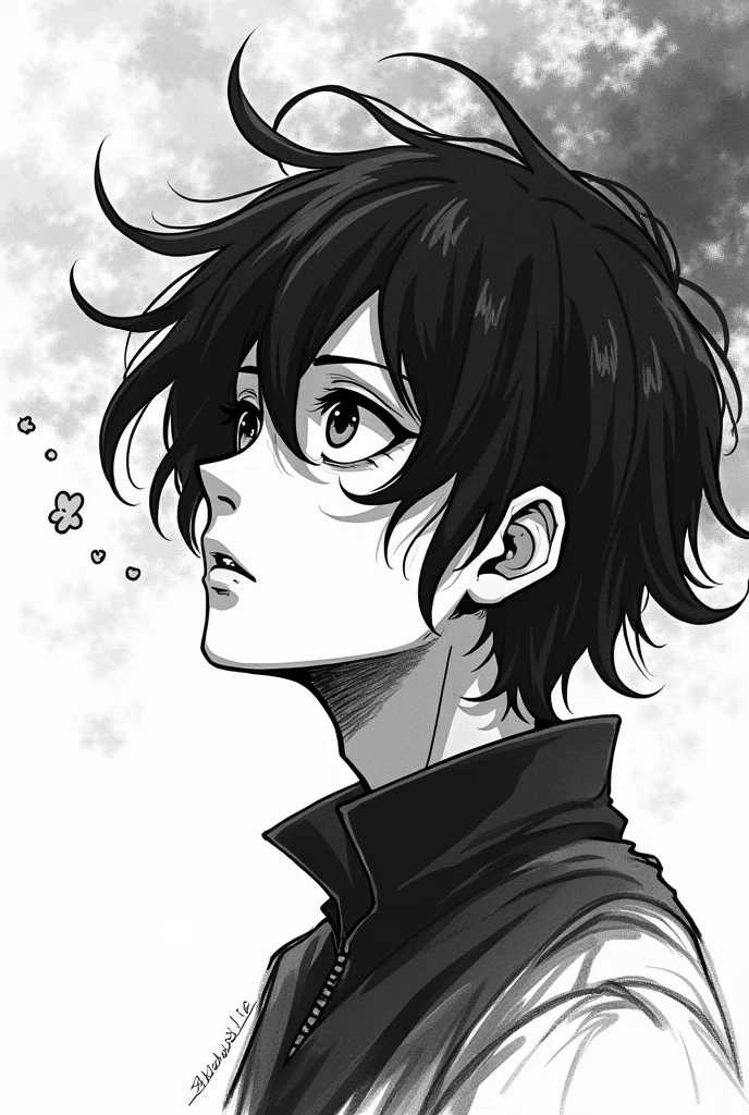 Monochrome manga art style, illustrating a moment of introspection as the character contemplates the best decision for themselves, intricately detailed features with expressive eyes reflecting their turmoil, sharp lines defining the contours of their face, delicate shading creating an air of tension around them, the background flows seamlessly with swirling thought bubbles depicting swirling ideas and options, the scene evokes a powerful sense of contemplation enhanced by the monochromatic palette, contrasting whites and blacks harmonizing to emphasize the depth of the character's inner conflict, dynamic shadow play imparting a dramatic atmosphere while subtly guiding the viewer's attention towards the character's expression and the complexity of their decision-making process, inviting observers to explore their own dilemmas, capturing the essence of choice in a visually striking way while adhering to the principles of manga aesthetics.