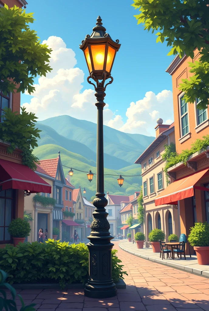 lamp post in beautiful city and landscape
